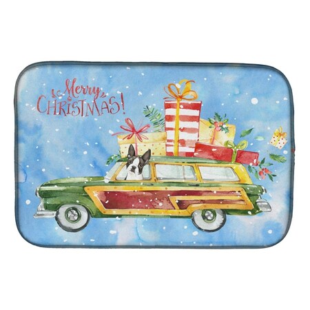 Carolines Treasures Merry Christmas Boston Terrier Dish Drying Mat CK2397DDM